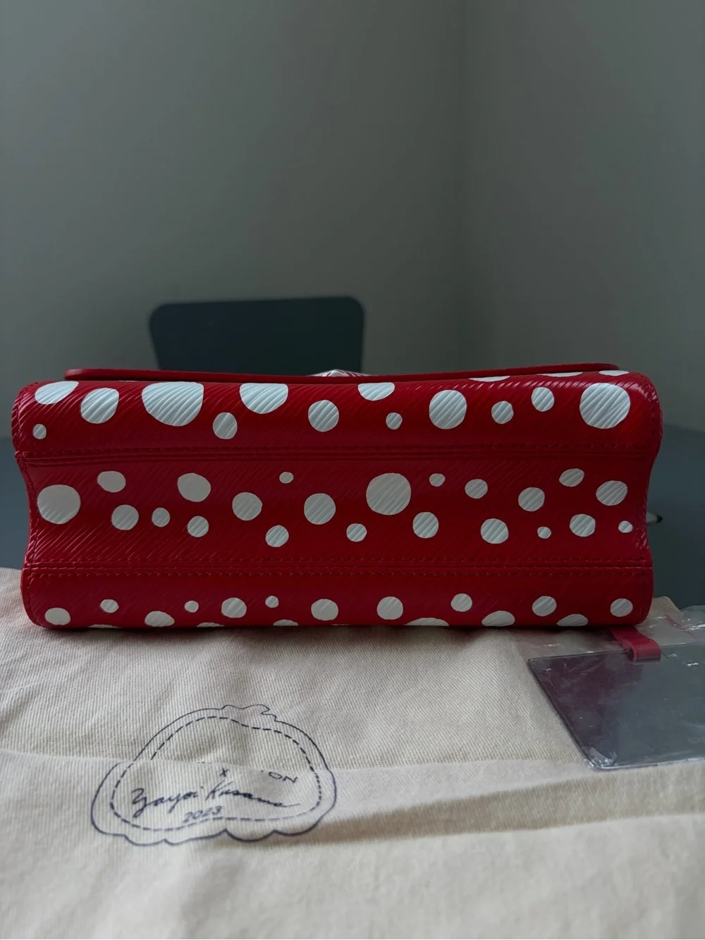Louis Vuitton Red and White Polka Dot Chain Shoulder Bag